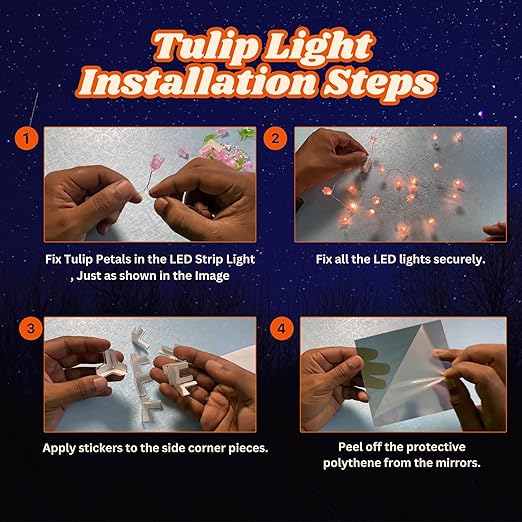 DIY 2-in-1 Tulip Mirror Infinity Lamp with 20 Flowers