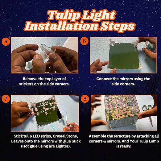DIY 2-in-1 Tulip Mirror Infinity Lamp with 20 Flowers