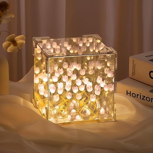 DIY 2-in-1 Tulip Mirror Infinity Lamp with 20 Flowers