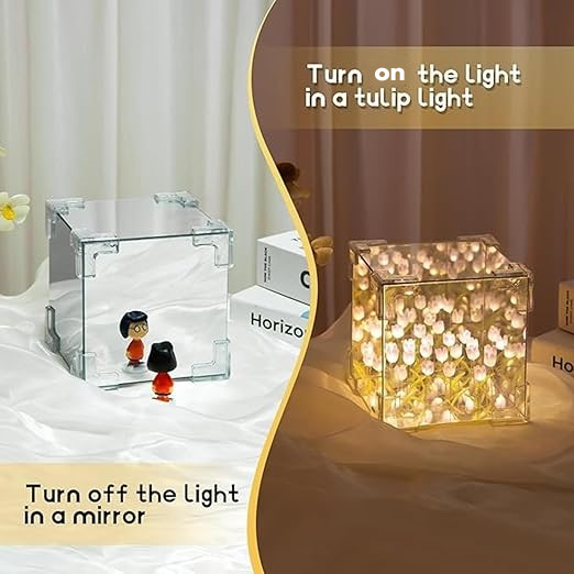 DIY 2-in-1 Tulip Mirror Infinity Lamp with 20 Flowers