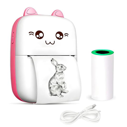 Mini Inkless Bluetooth Printer with Print Paper & Sticker Roll