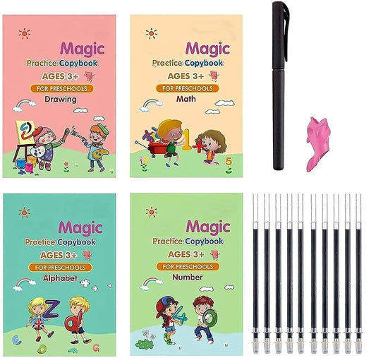 Sank Magic Book With 4 Books + 10 Refills + 1 Gripper To Improve Your Child's Academics